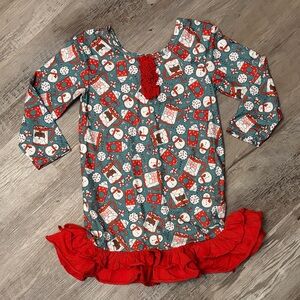 Festive Snowman nightgown with Red Ruffle